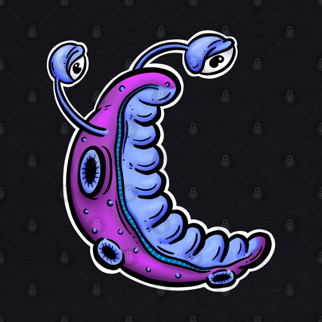 The Unhappy Slug Cartoon - Space Blue by Squeeb Creative